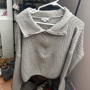 A New Day Light Gray Cowl Neck Sweater